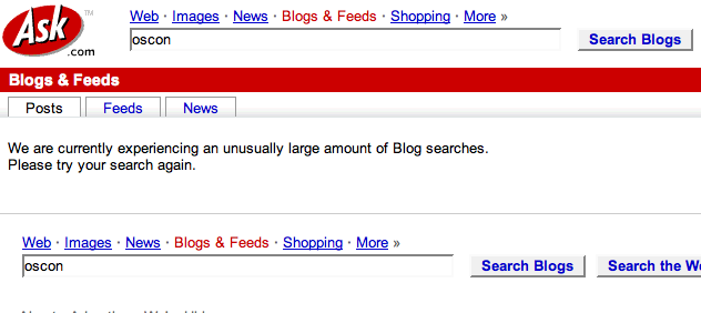 ASK blog search error message fun