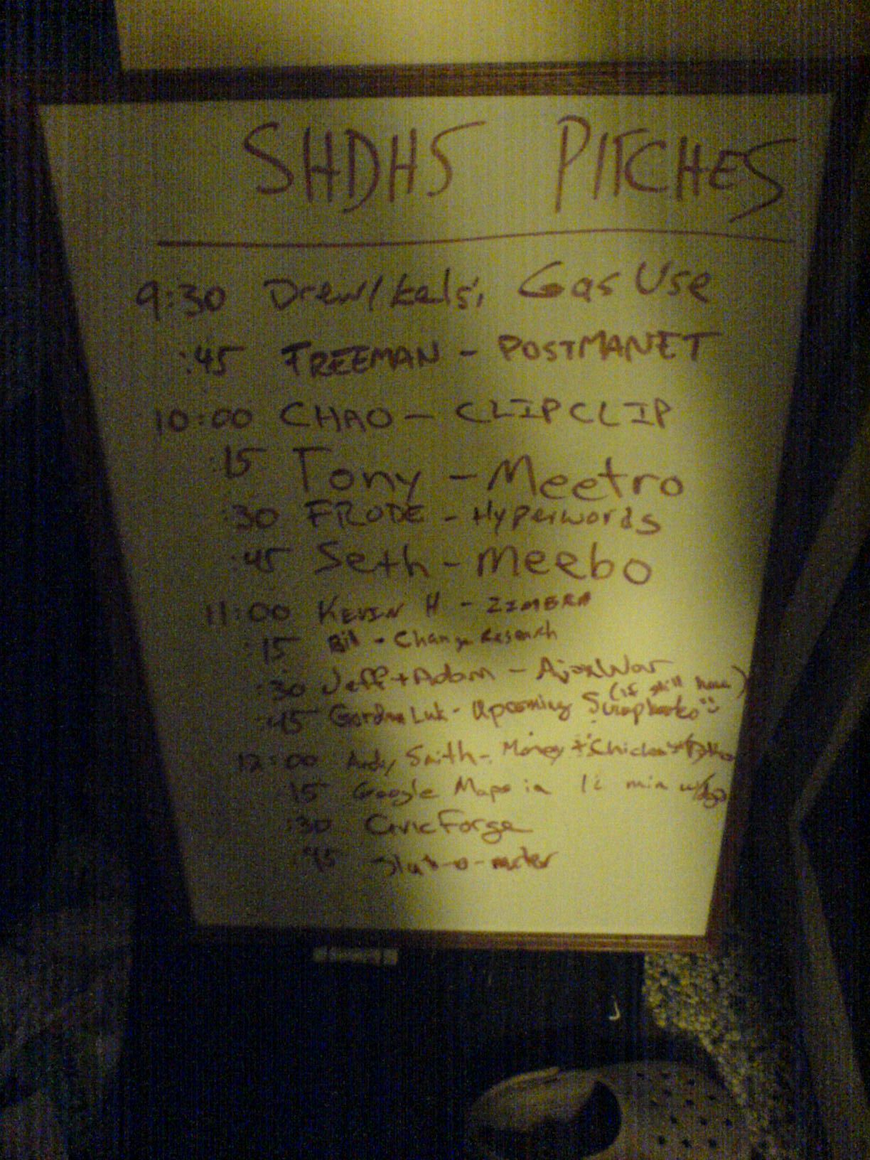 Pitches Menu